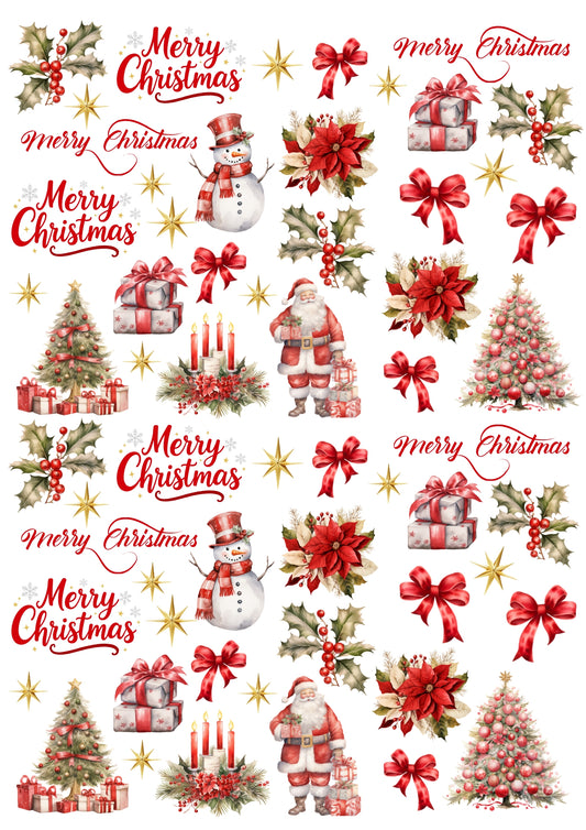 Red Christmas Candles and Gypsum Tattoo Stickers