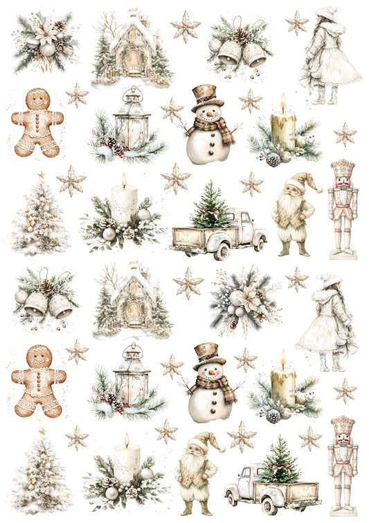 Beige Christmas Candles and Gypsum Tattoo Stickers