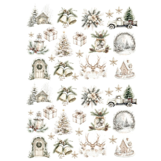 Beige Christmas 2.0 Candle Tattoo Stickers