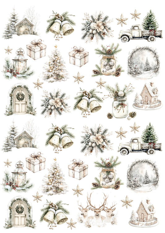 Beige Christmas 2.0 Candles and Gypsum Tattoo Stickers