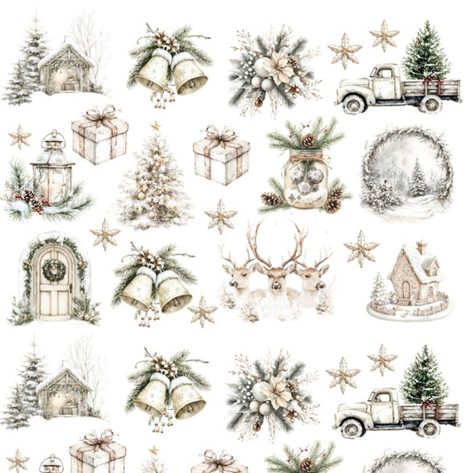 Beige Christmas 2.0 Candles and Gypsum Tattoo Stickers