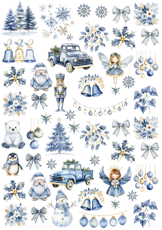 Blue Christmas Candles and Gypsum Tattoo Stickers