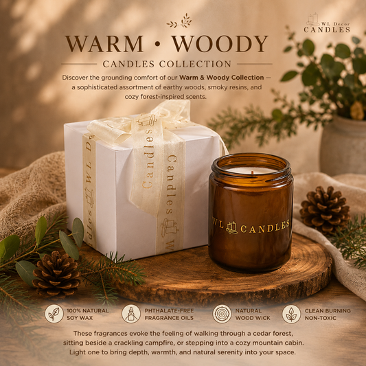 8 oz Warm & Woody Scents Soy Wax Candles