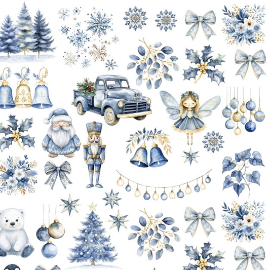 Blue Christmas Candles and Gypsum Tattoo Stickers