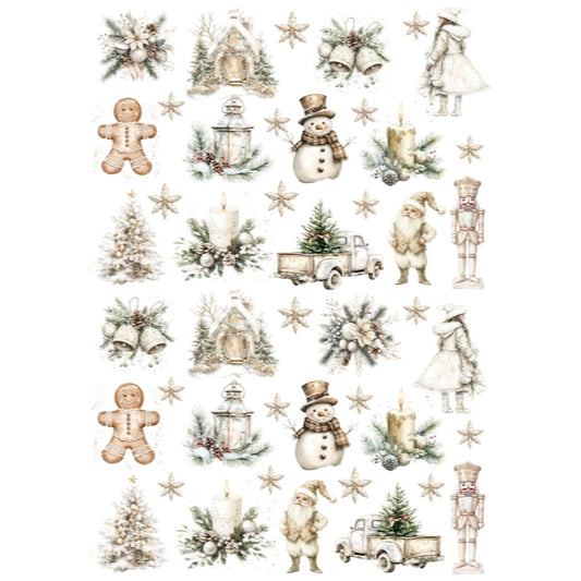 Beige Christmas Candle Tattoo Stickers