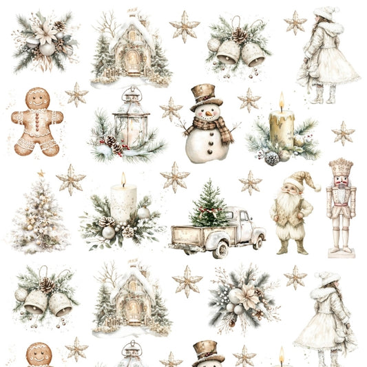 Beige Christmas Candle Tattoo Stickers