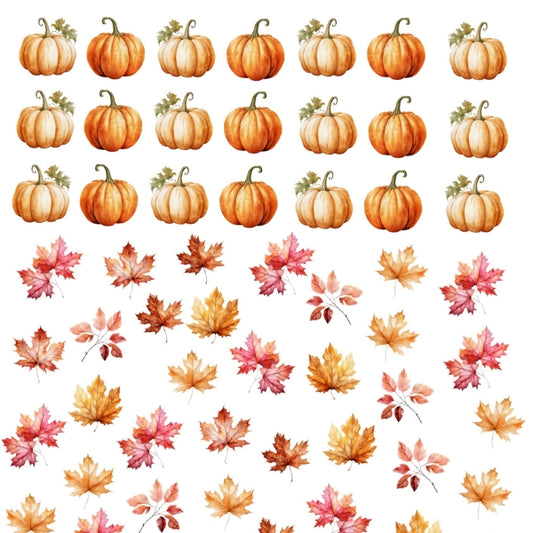Fall Leaves and Pumpkin  Candles and Gypsum Tattoo Stickers
